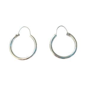 Vintage Small Huggie Hoops Earrings Sterling Silver Plated